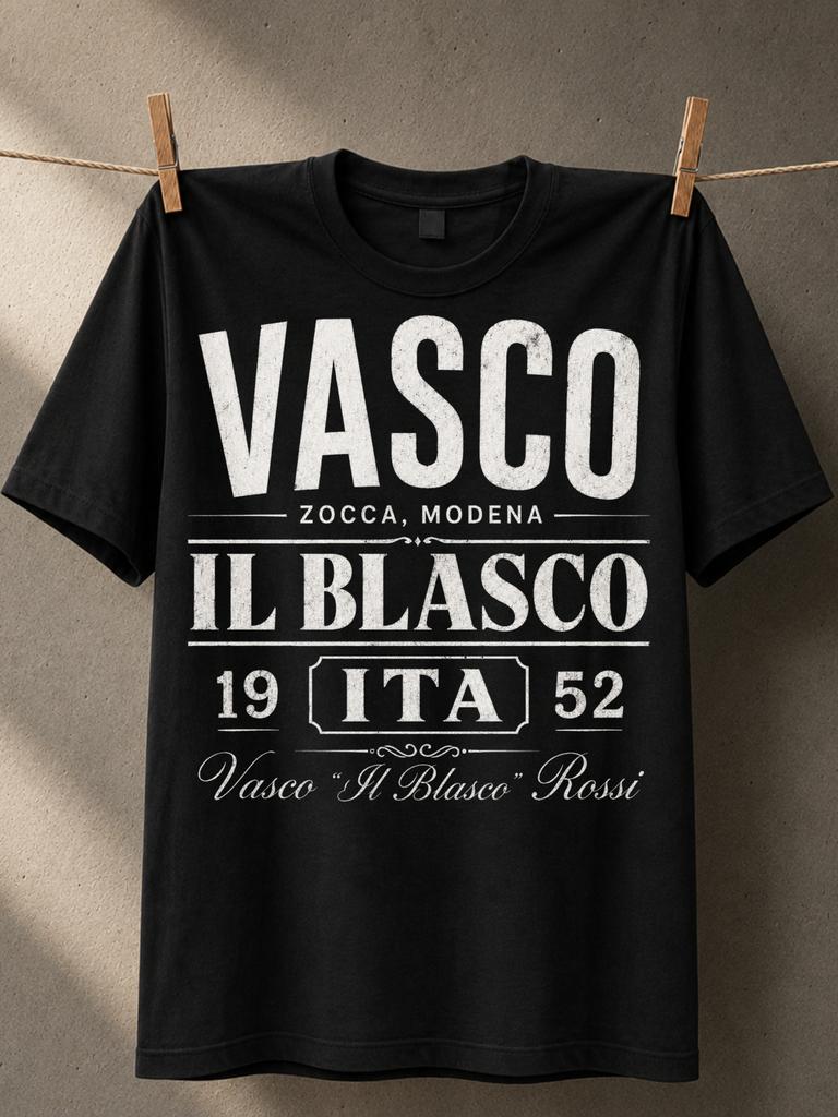 Vasco Zocca Modena Il Blasco 19 Ita 52 Typographie Vintage Volutes Ornementées Et Vasco Il Blasco Rossi Unisexe Tout T-shirt
