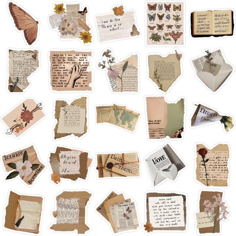 50 Pieces of Retro Graffiti English Stickers for Mobile Phone Notebooks, Luggage Box Computer Decorations, and Wall Art.