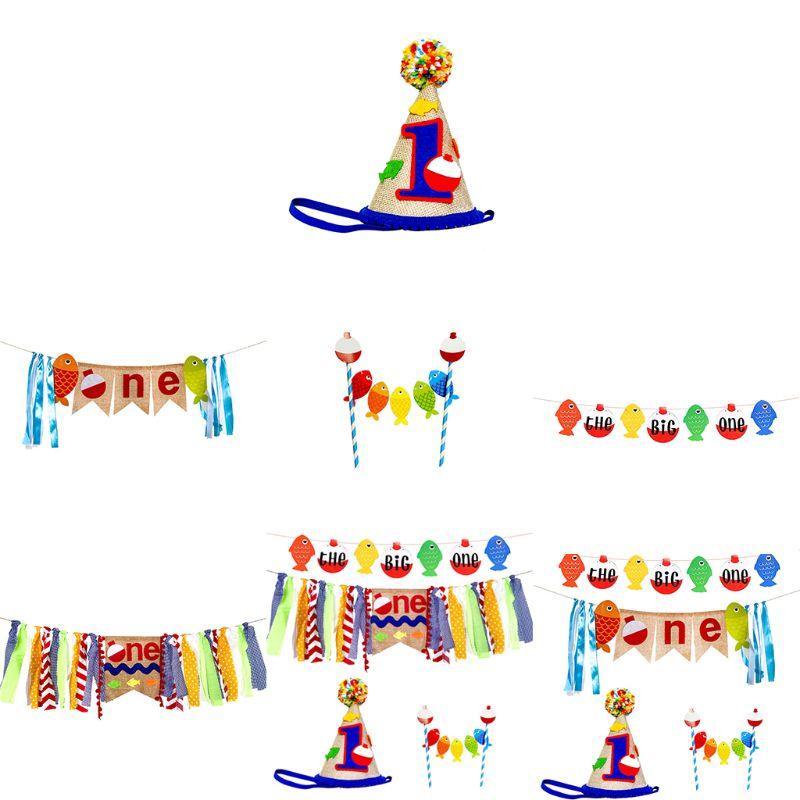 Buy Baby Boy 1st Birthday Fish Decorations with Birthday Hat Banner