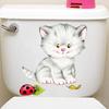 Removable Wall Stickers Mimic Real Cat Toilet Stickers Waterproof Self-adhesive Toilet Stickers Cute Cartoon Kitten Stickers