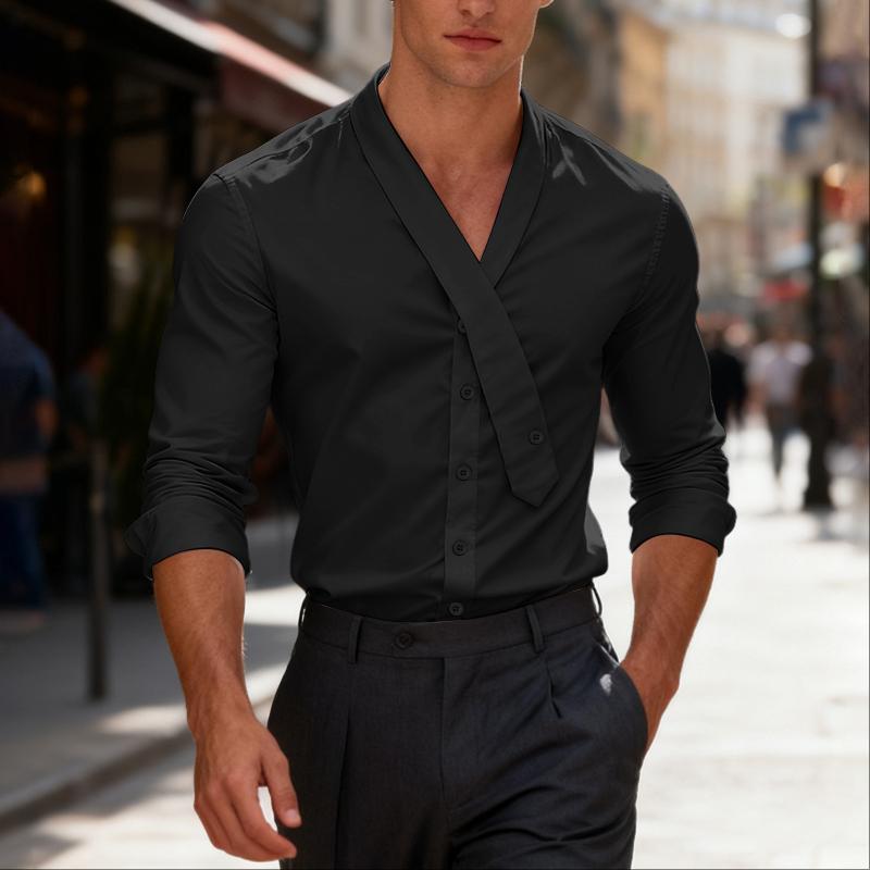 INCERUN Herren V-Ausschnitt Knöpfe Lässig Langarm Hemden