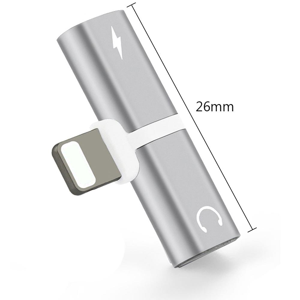 Mini Lightning Splitter Adapter Audio AUX Konverter Adapter mit zwei Lightning-Anschlüssen Kopfhöreranschluss Ladeanschluss für iPhone 7 Plus 8 Plus X