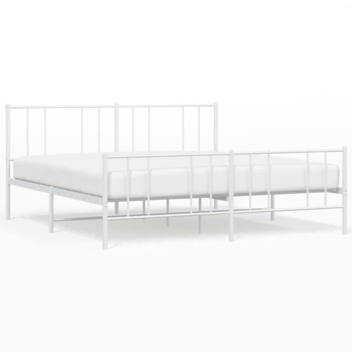 VidaXL Metal Bed Frame with Headboard-Footboard White 200x200cm 352554