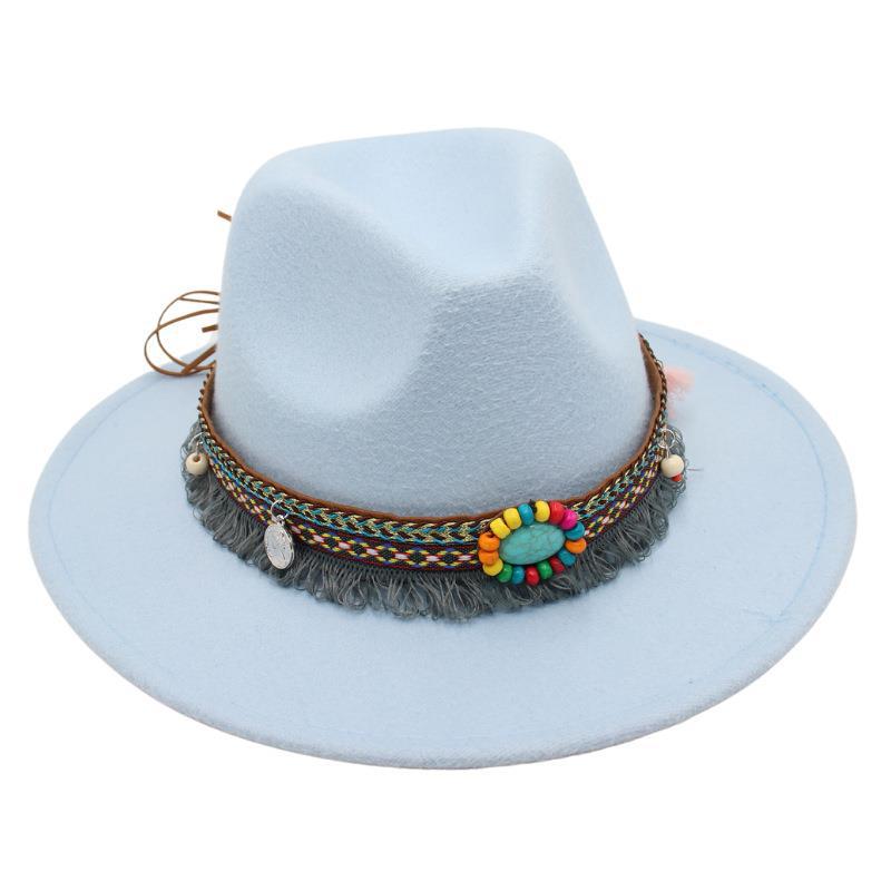 Ethnic Style Top Hat, Gem Decorated Jazz Hat, Men'S And Women'S Felt Hats, Mongolian Plush Hats, Fedora Hats Are Trendy