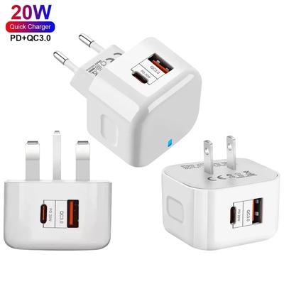 EU US UK 20W Dual Ports Typ C USB C PD Wandladegerät Schnelles Schnellladen Netzteile für iPhone 11 12 13 14 15 Samsung HTC LG