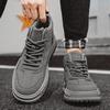 Outdoor Platform Men's Casual Shoes Fashion Leather High Top Board Shoes Comfortable Walking Sneakers Breathable Man Ankle Boots