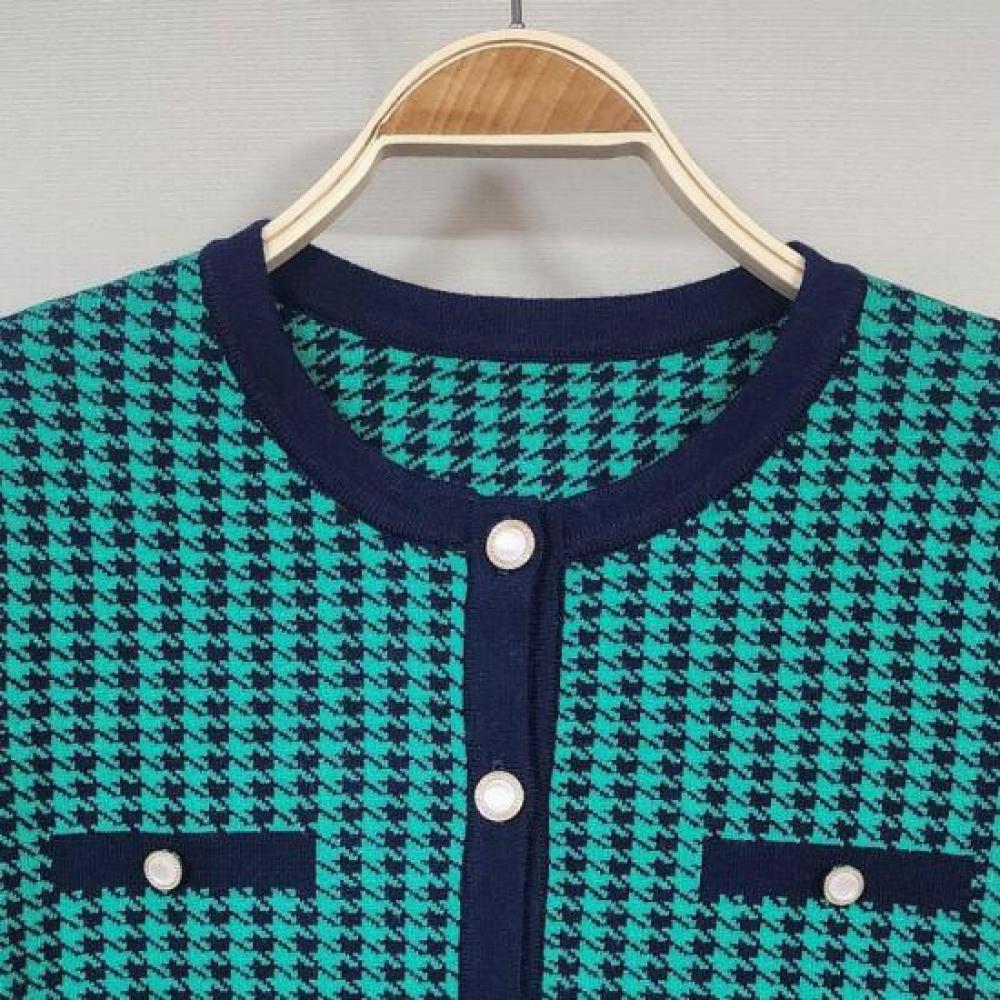 New ArrivalS Open Run WoMen S Round Neck Pattern Line Color Blocking Cardigan M