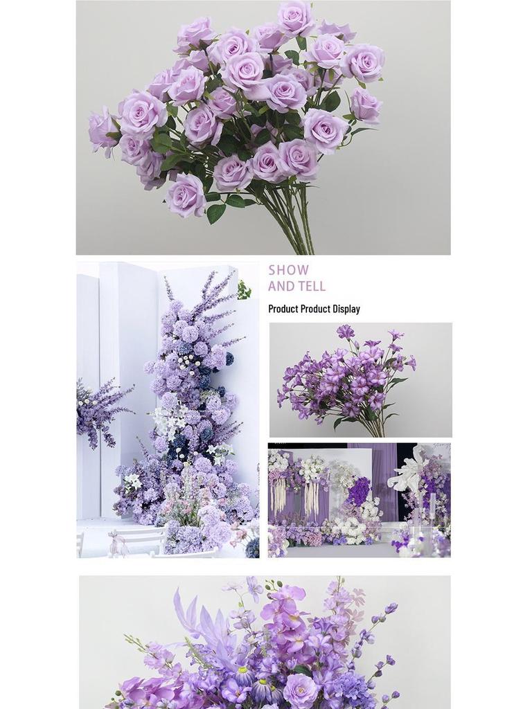 10-Piece Purple Series Artificial Floral Set: Ground Row, Aisle, and Burgundy Wedding Decoration Flowers