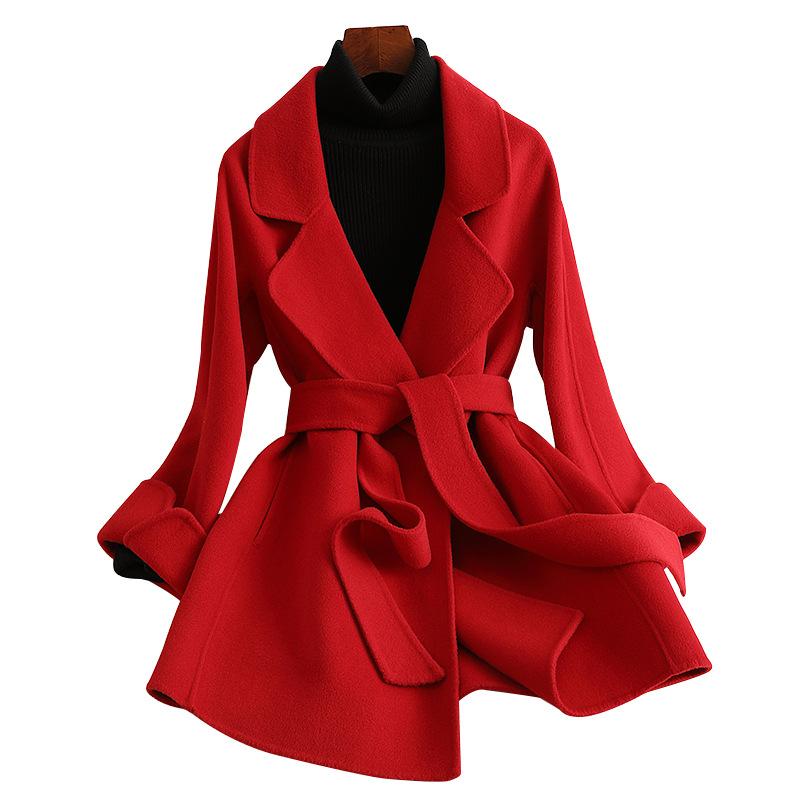 Double-sided cashmere coat women's slim-fit short autumn and winter new woolen coat wool coat