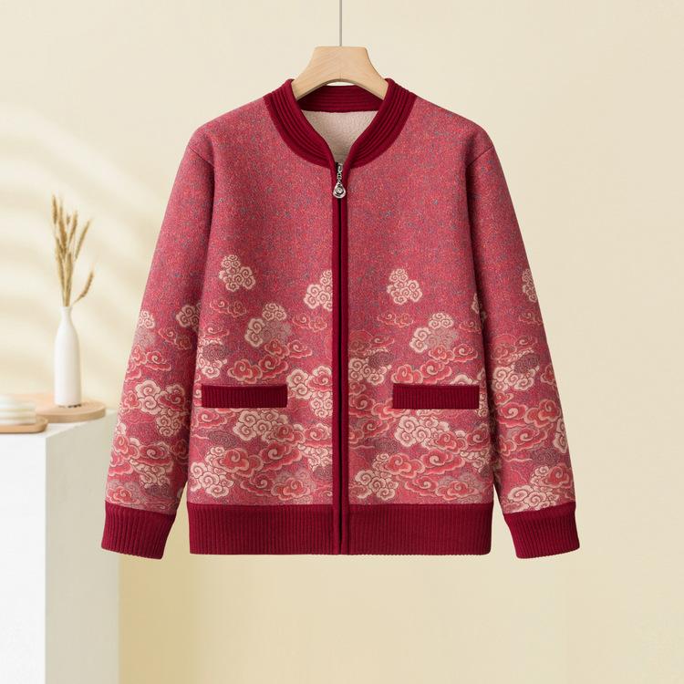 

Свободная женская одежда для женщин среднего и пожилого возраста, весеннее пальто для 60-летней мамы, вязаный кардиган для пожилой женщины и бархат 5XL