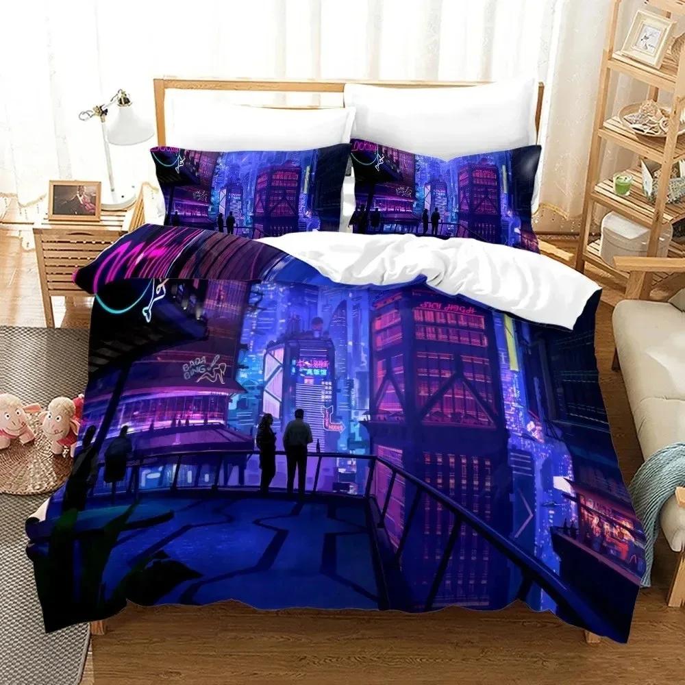 3D Print New York City Nachtzicht Beddengoed Set Dekbedovertrek Bedset Dekbedovertrek Kussensloop Dekbed King Queen Maat Jongens Volwassene