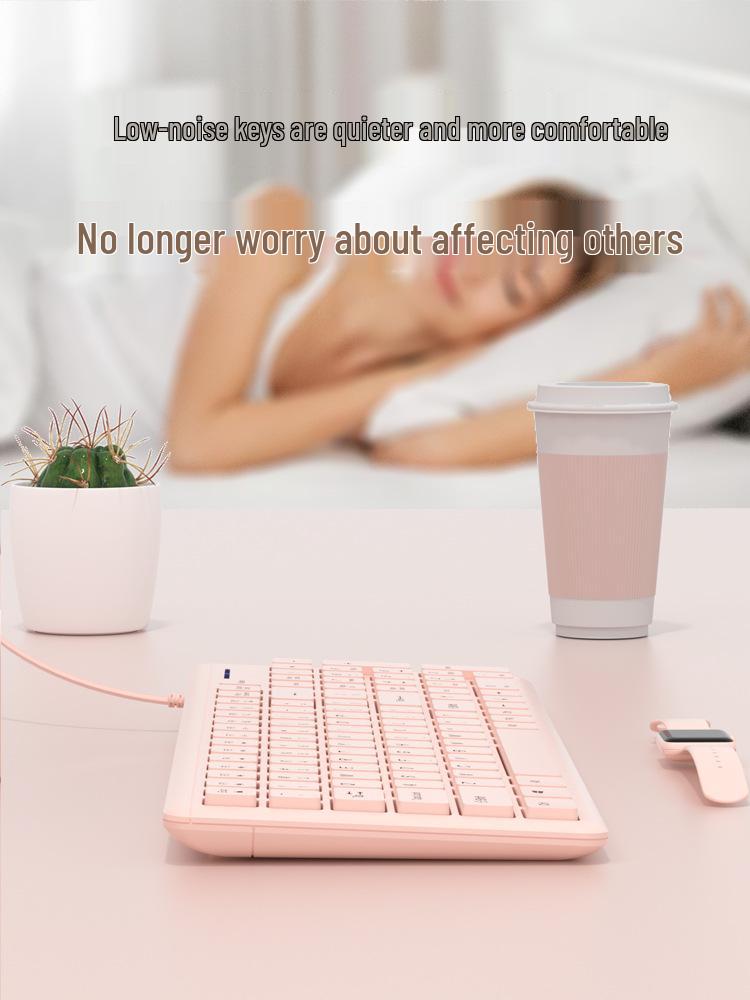 Silent Wired Chocolate Keyboard and Mouse Set for Laptop/Desktop