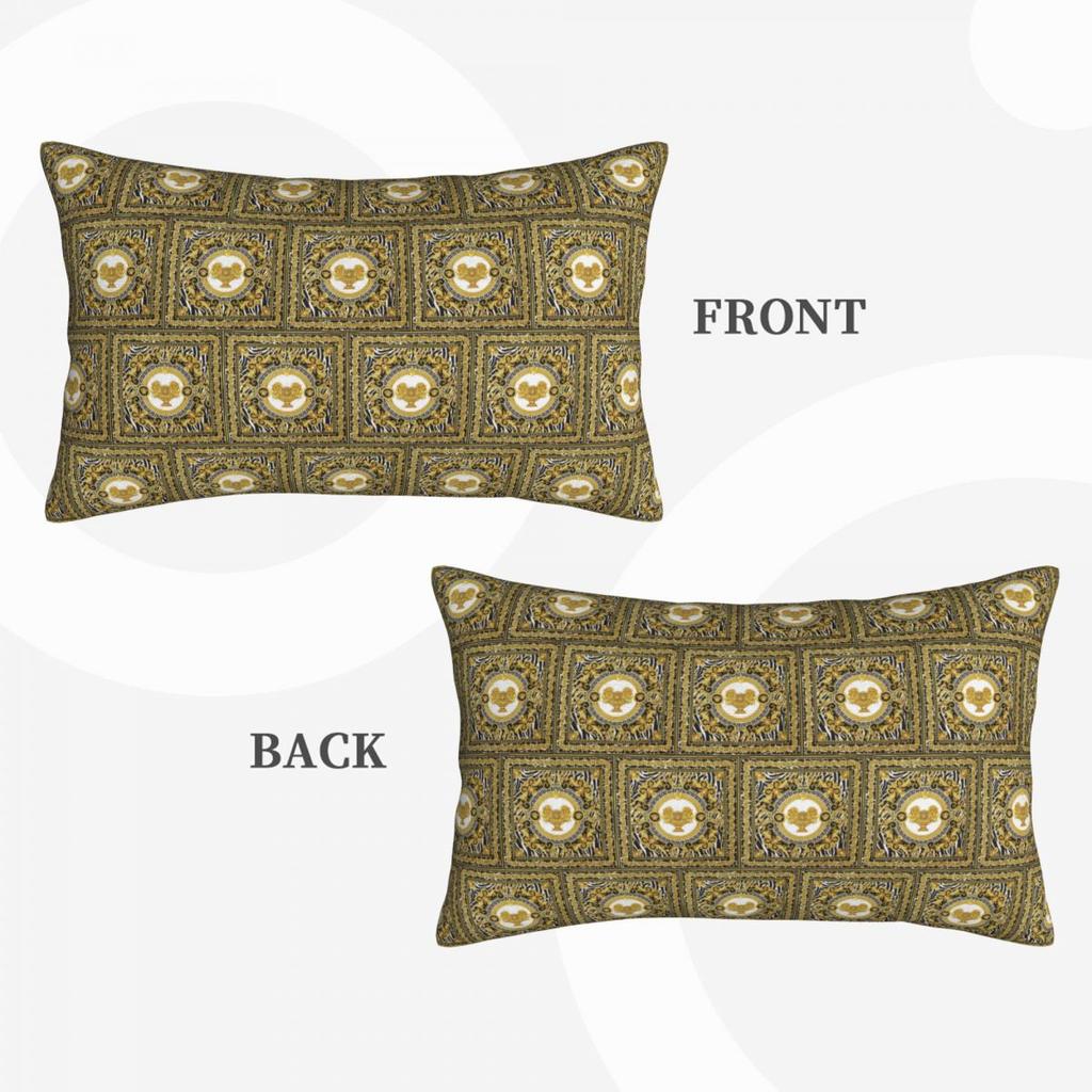 Decorative Golden Medallion Baroque  Rectangle Pillowcase Cushion Cover Decorative Bedroom Bed Home Comfort Throw Pillow