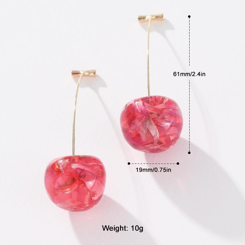 Pinkdudu Cherry Dangle Earrings for Women Sweet Fruit Design Gold Plated Pendant Earrings PD416