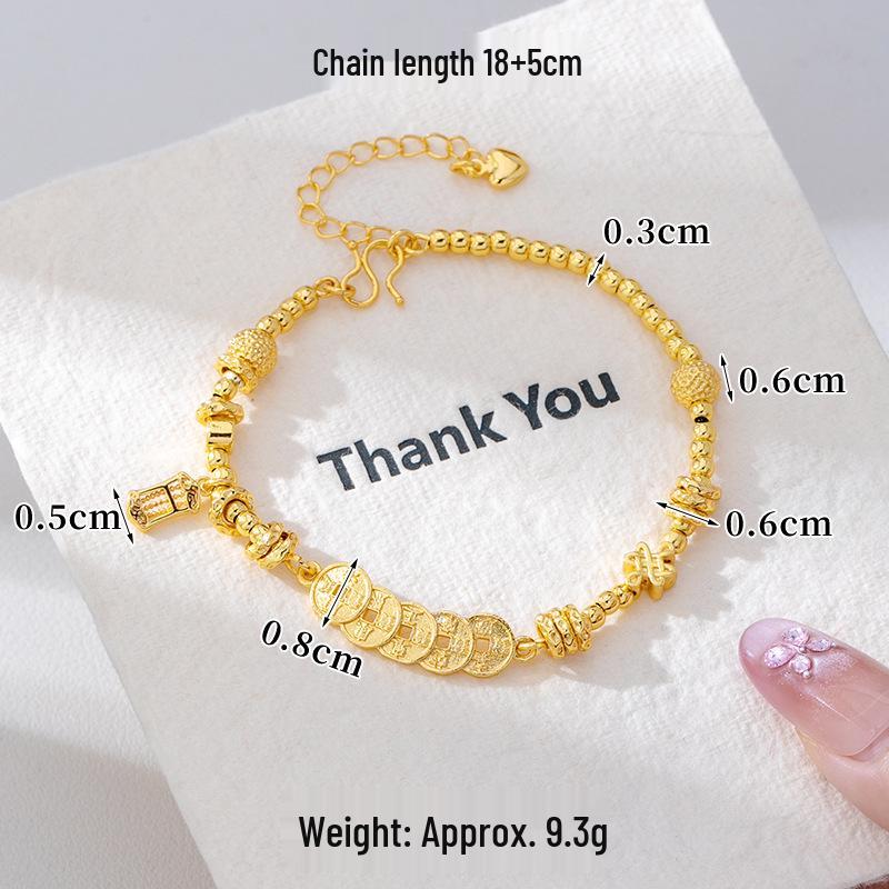 Ancient Five Emperor Coin Necklace & Diamond-Set Copper Earrings - Trendy, Long-Lasting Jewelry for Women