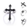 Retro Black Big Cross Open Ring For Women Party Zircon Men Trendy Gothic Metal Color Finger Ring Anillo Zircon Gift