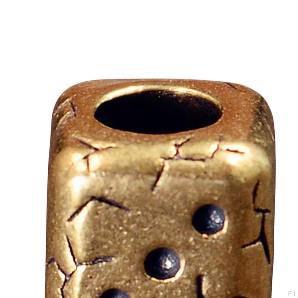 Brass Cube Dice Paracord Bead Charms DIY Crafts Bracelet Zipper Tool Pendant Large Hole Retro