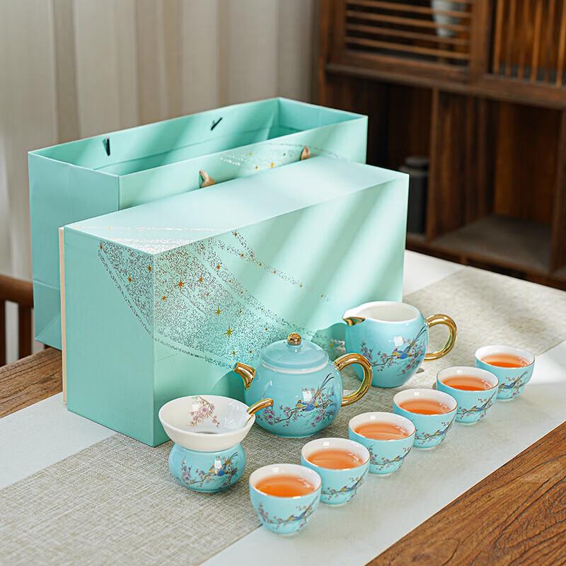 Pinjian Dehua White Porcelain Tea Set with Gold Tracing