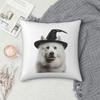 Samoyed Dog Wearing Halloween Witch Hat Square Pillowcase Pillow Cover Cushion Throw Pillow for Home Sofa Living Room