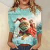 3/4 Sleeve Shirts For Women Print Christmas Tees Blouses Casual Plus Size Basic Tops Pullover