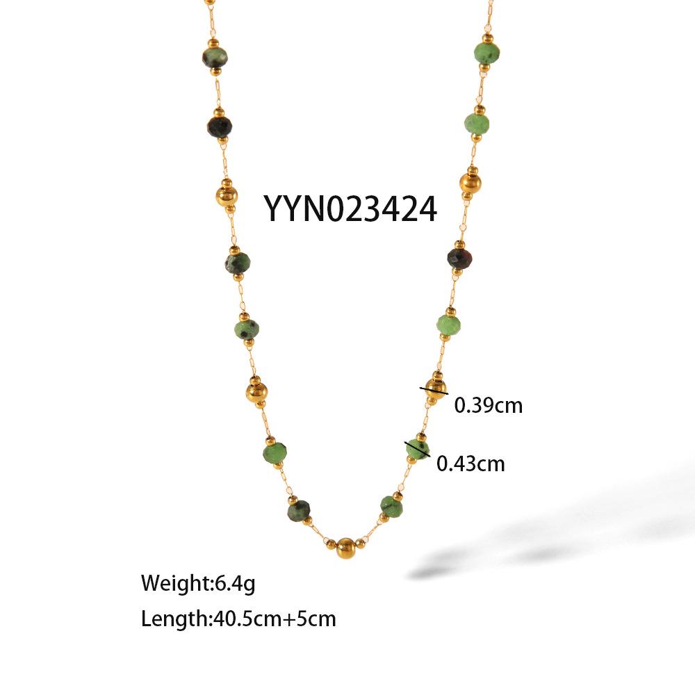 New Chinese Style Emerald and Tourmaline Clavicle Chain Necklace