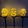 Halloween Skull Head Decor Lawn Lamp Outdoor Garden Yard Solar Powered Pathway Atmosphere Light String Lantern Holiday Party