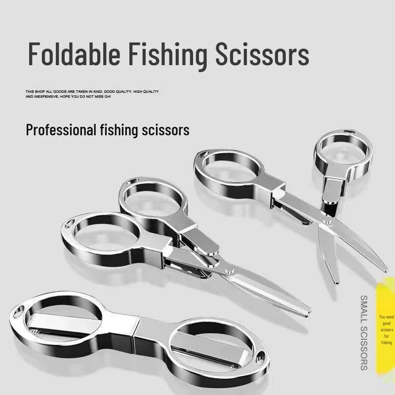 Telescopic Folding Scissors for Fishing: Stainless Steel, 8-Shaped Line Cutter, Ideal Fishing Gear Accessory.