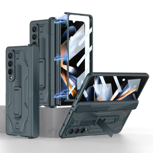 Shockproof Armor Case For Samsung Galaxy Z Fold 4 5g Slide Pen Slot Case Magnetic Hinge Bracket Stand For Samsung Z Fold 4 Case
