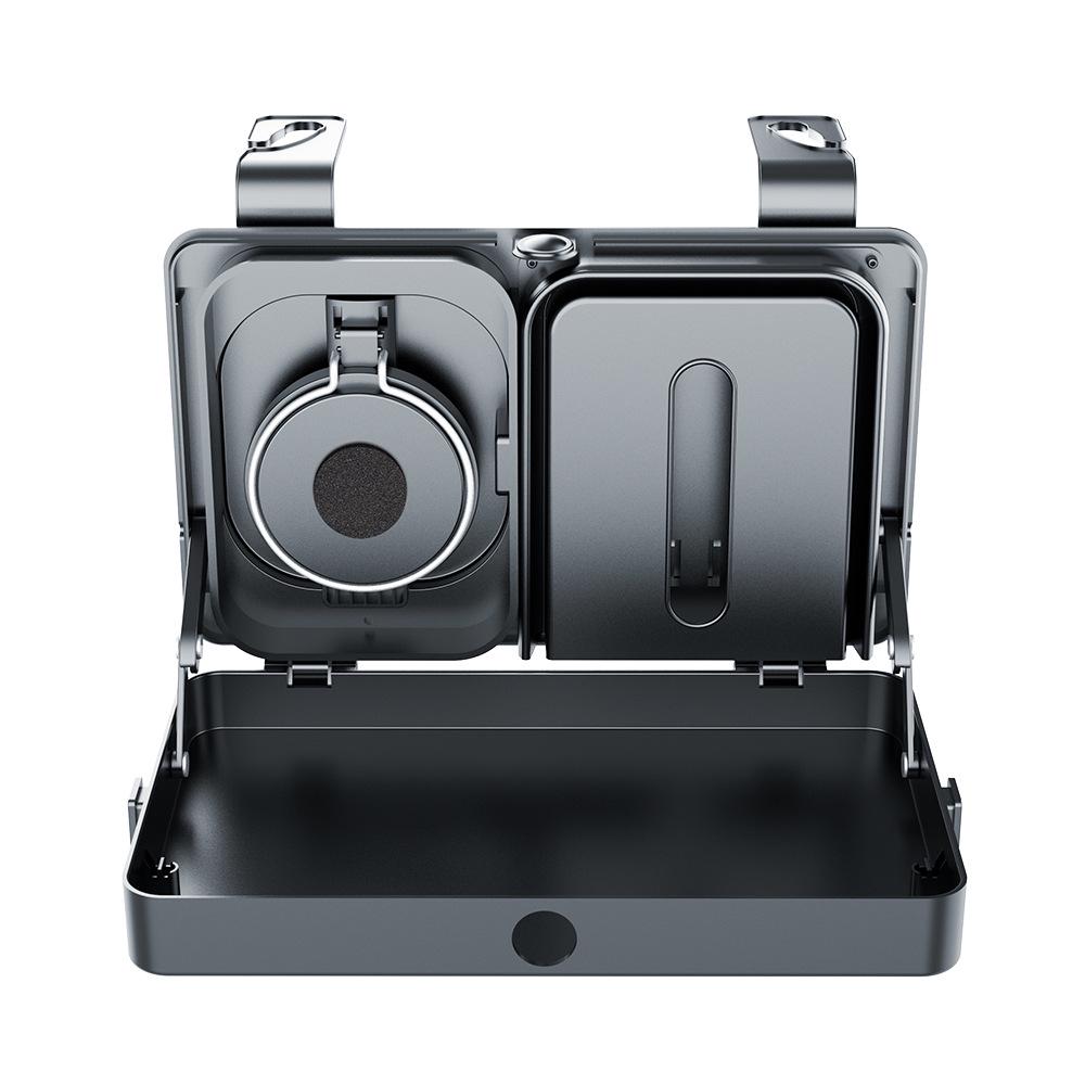 Univerzální organizér na zadní sedadlo auta s multifunkčním skládacím stolečkem, držákem na nápoje a boxem na kapesníky