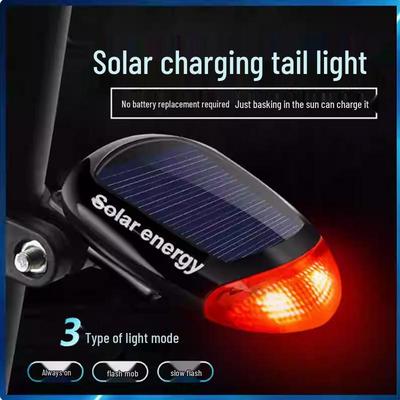 Solar-Powered Flashing Bike Tail Light - Rechargeable, Warning Safety Light for Night Cycling and Mountain Biking.