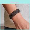 Geometrischer Stil Herren Webleder Armband Mit Perlen Design Für Reise Geschenk