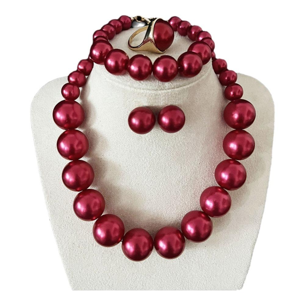 Vintage Style Necklace Bracelet Earring Ring Sets Light Luxury French Pearl Necklace Women