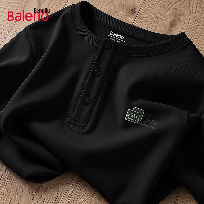 Baleno Men's Ice-Feel Henley Neck Long Sleeve T-Shirt