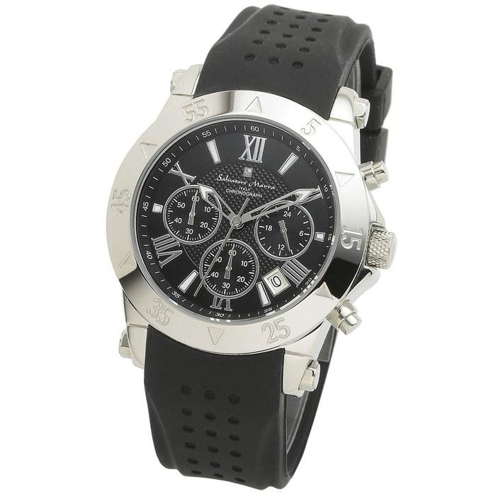 [Salvatore Marra] Watch Chronograph Business Analog Quartz Men s Black SSBK Silver/Black