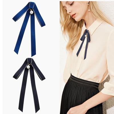 Stoff Schleife Brosche Nadeln Perle Fliege Hemd Kleid Krawatten Kragen Modeschmuck Broschen Für Frauen Bekleidungszubehör