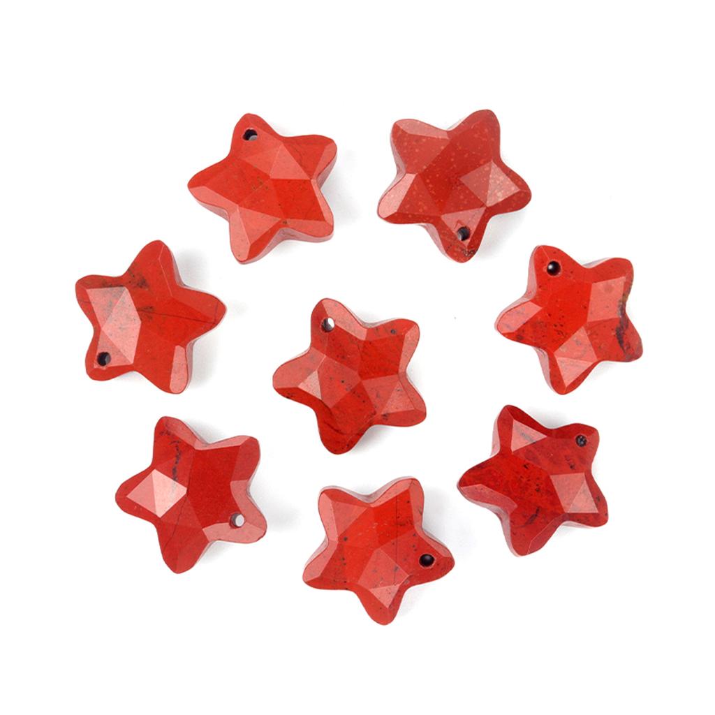 8Pcs/Pack Faceted Natural Stone Beads with Holes Handmade Star Shape Loose Beads for Jewellery Making DIY Necklace Bracelet Accessories Gifts 14x14mm