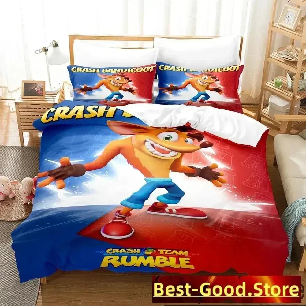 3D Print Crash Bandicoot Game Bedding Set Duvet Cover Sheet Printed Bed Set Pillowcase Full Queen King Size Comforter Bedroom