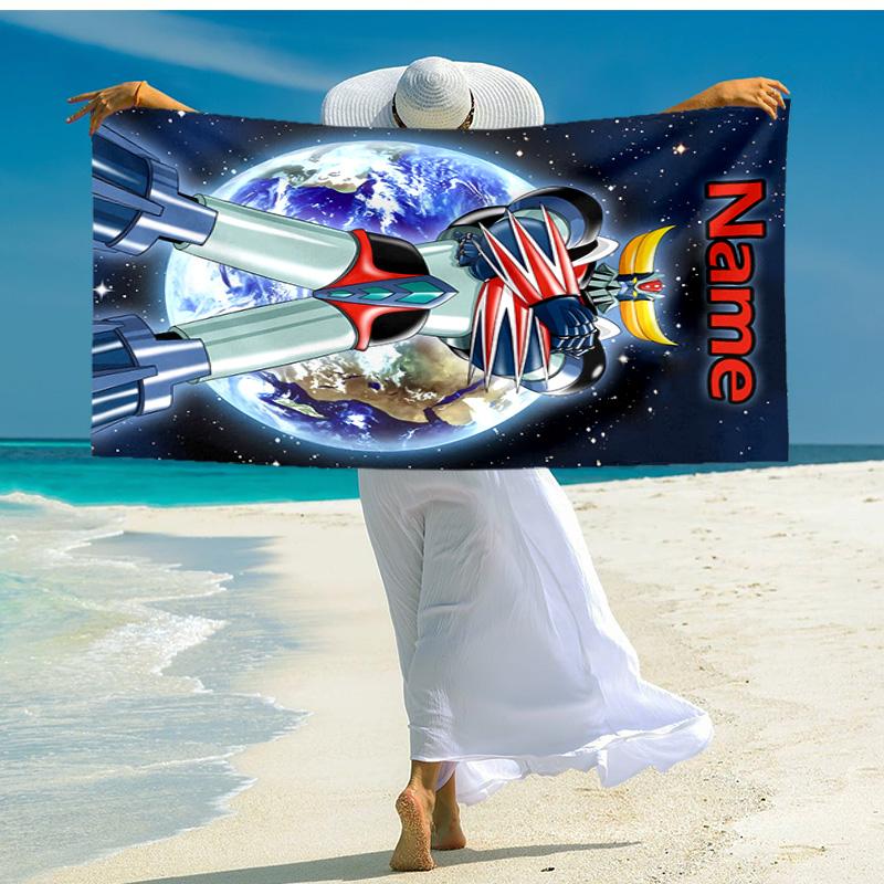 Personalized Customized Proof Beach Towel with UFO Robo Grendizer Pattern - Soft, Absorbent,quick-drying,perfect Swimming,camping&bathing