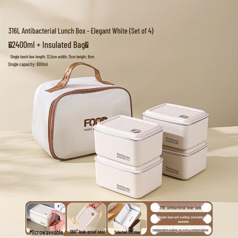 

Ruhan 316 Stainless Steel Microwave-Safe Lunch Box 4-Pack