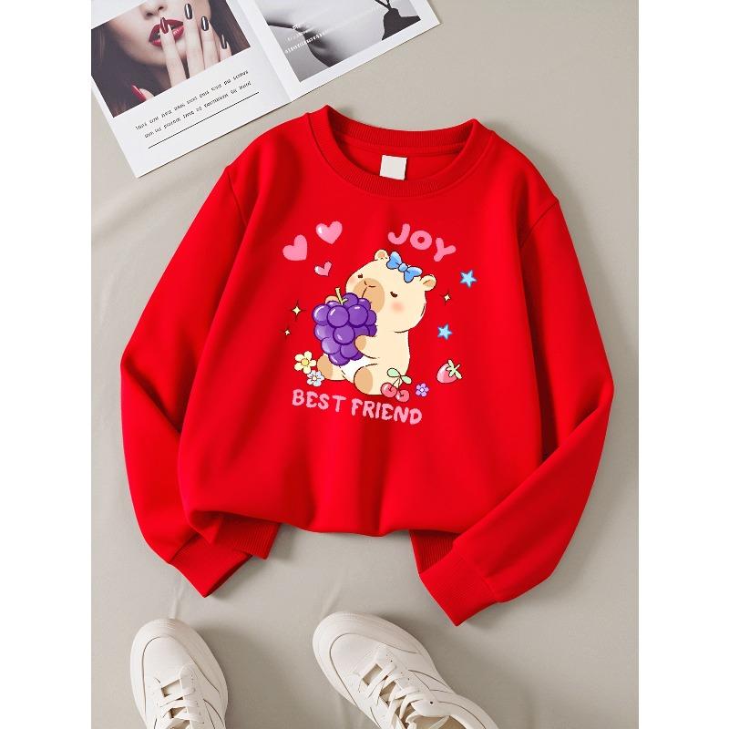 Kids Sweatshirt,Adorable Bear And Grape Design Sweatshirt , Perfect for Autumn And Winter,Soft Cotton Sweatshirt