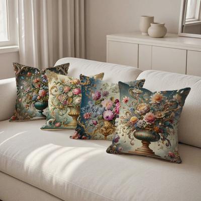 Capas de Almofada Estampadas com Padrão de Vaso FloralAdequadas para sofá carro quarto capa de almofada decorativa capa de almofada