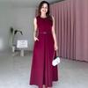 Robe sans manches pour femme, couleur unie, col rond, avec poches - Collection Été 2025