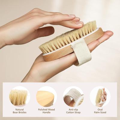 BANIRA Dry Body Scrubber for Dead Skin Wooden Bath Brush To Exfoliate & Soften Skin, Improve Circulation, Stop Ingrown Hairs, Reduce Acne and Cell