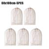 5pcs Clothes Dust Cover Transparent Thickened Washable Dust Bag PEVA Household Dust Cover Coat Suit Cover Hanging Clothes Bag