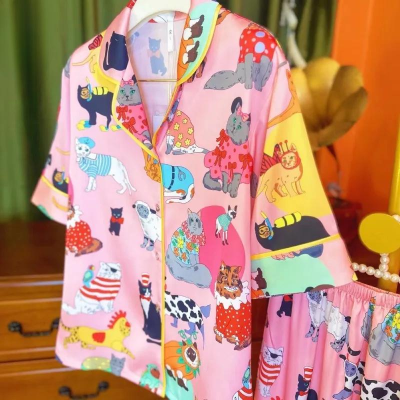 Ice Silk Pajamas Set Spring and Autumn Ice Silk Pajamas for Women Light Luxury Home Wear High-end Satin