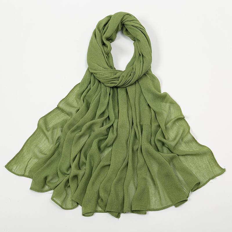 Crinkle Muslim Women Hijab Wrinkle Rayon Headscarf Solid Color Women's Turban Plain Viscose Cotton Musulman Femme Shawl Ramanda