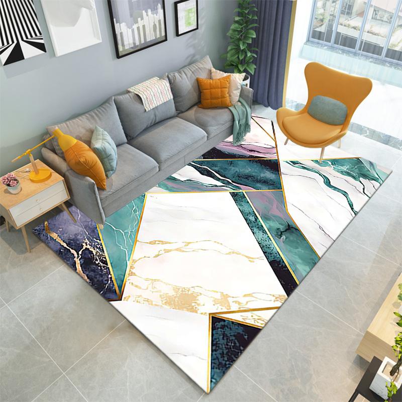 1PC Marble texture printed Carpet Rug for Living Room Bedroom Home Sofa Decoration,Non-slip Floor Mat Floor mat