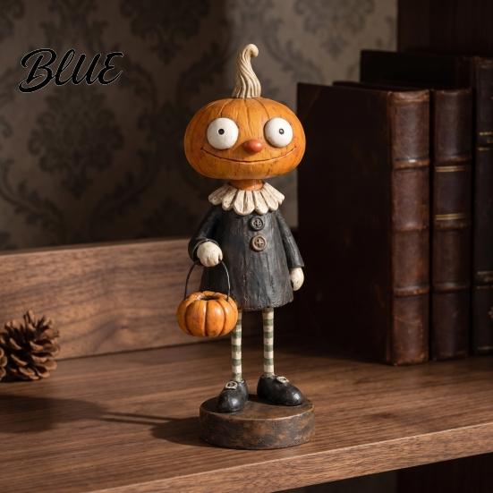 Decorative Shelf Figurines Halloween Pumpkin/Skeleton Figurine Resin Desktop Ornament Retro Cartoon Thanksgiving Home Decorations Humanoid