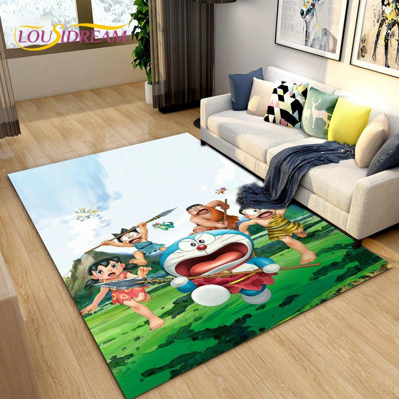 Doraemon Japanese Anime Cartoon Area Rug,Carpet Rug for Living Room Bedroom Sofa Doormat Decoration, Kid Play Non-slip Floor Mat