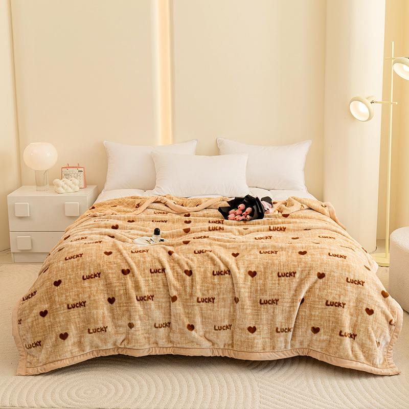 High Quality Warm Floral Printed Blanket Cozy Double-Layer Thick Sofa Blanket for Home Flannel Bed Sheets for Autumn and Winter